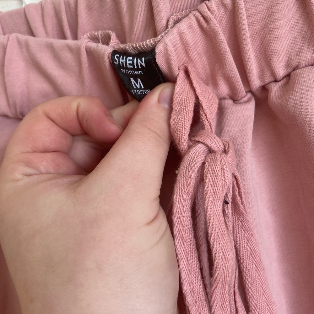 Pink Drawstring Waist Solid Pants - Picture 4 of 8